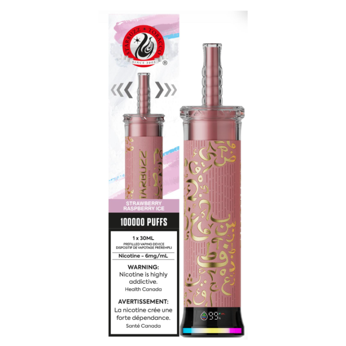 Strawberry Raspberry Ice Starbuzz E-Hose 100K Disposable Hookah Vape 30mL with strawberry raspberry ice flavour