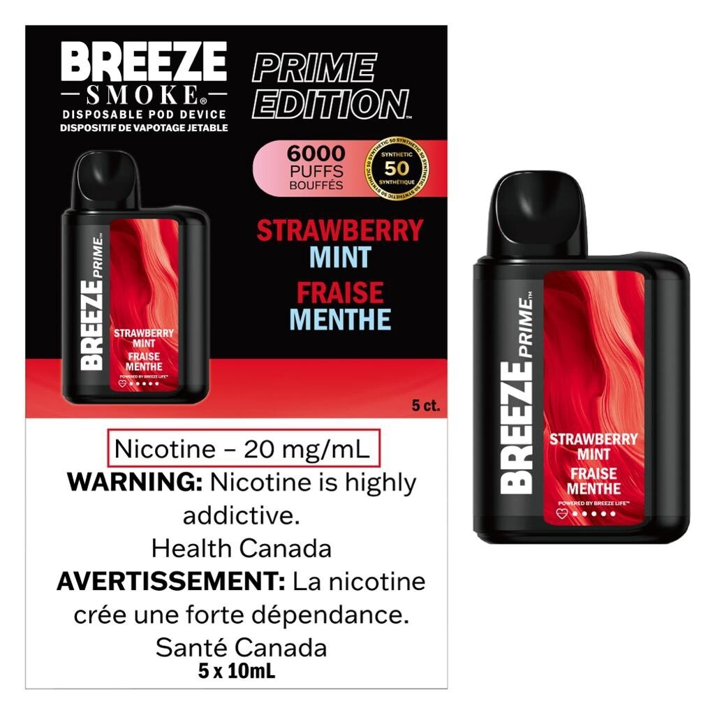 Breeze Prime Disposable Vape 6000 - Strawberry Mint