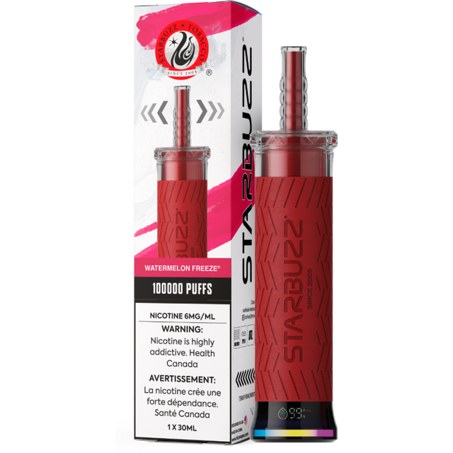 Starbuzz E-Hose 100K Disposable Vape – Watermelon Freeze flavour 6mg 30mL