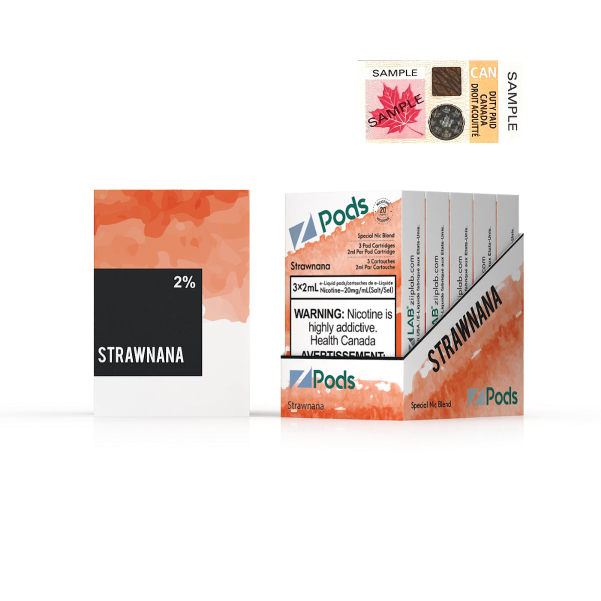 Strawnana Z Pods Supreme Nic Blend with strawberry and banana flavour, 3 × 2mL prefilled pod