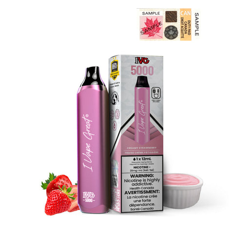 Strawberrilicious - IVG Bar Max 5000 Puffs Disposable Vape (Creamy Strawberry)