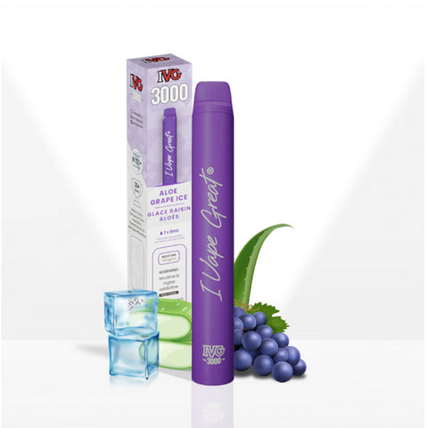 ALOE GRAPE ICE - IVG 3000 PUFFS DISPOSABLE VAPE